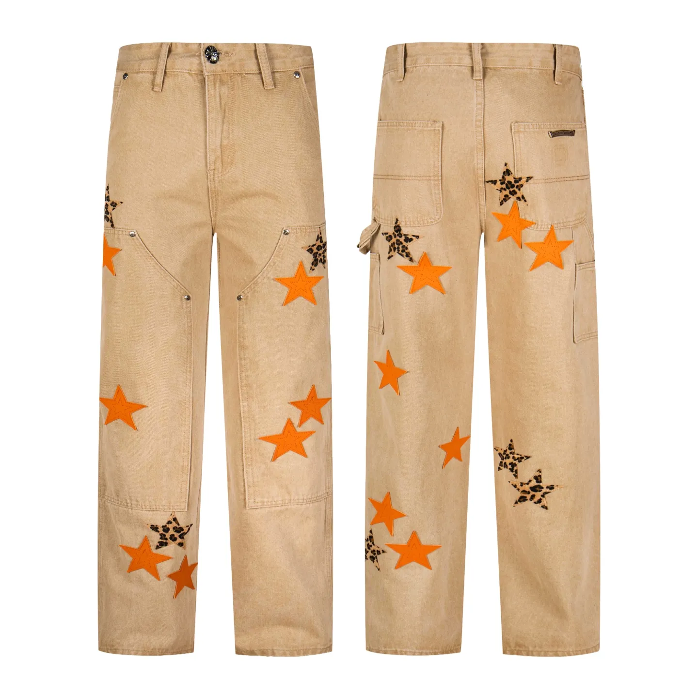P280 Chrome Hearts khaki orange leopard print star couple jeans are a hot trend this season and are sought after by countless celebrities and fashionistas. The neat details of the cutting process add color to the playful fashion! The neat and meticulous design, and the well-fitting structure is unique. The upper body not only has outstanding recognition, but also looks younger and younger. A style with the ultimate wearing meaning and performance, gorgeous color matching, and the craftsmanship of this style is also extremely extraordinary. After the finished product is washed, it is disassembled and hand-made with sheepskin cross leather and then spliced ​​together to complete. The whole piece has too many craftsmanship to describe. It is decorated with patchwork cross flowers and high-waisted washed jeans! ! Absolutely high-end luxury product, a god-level single product, a super popular product, made with top heavy industry, a must-see magic weapon that can't be missed. Style number: 1828# Size: 30 32 34 36 Color: Khaki